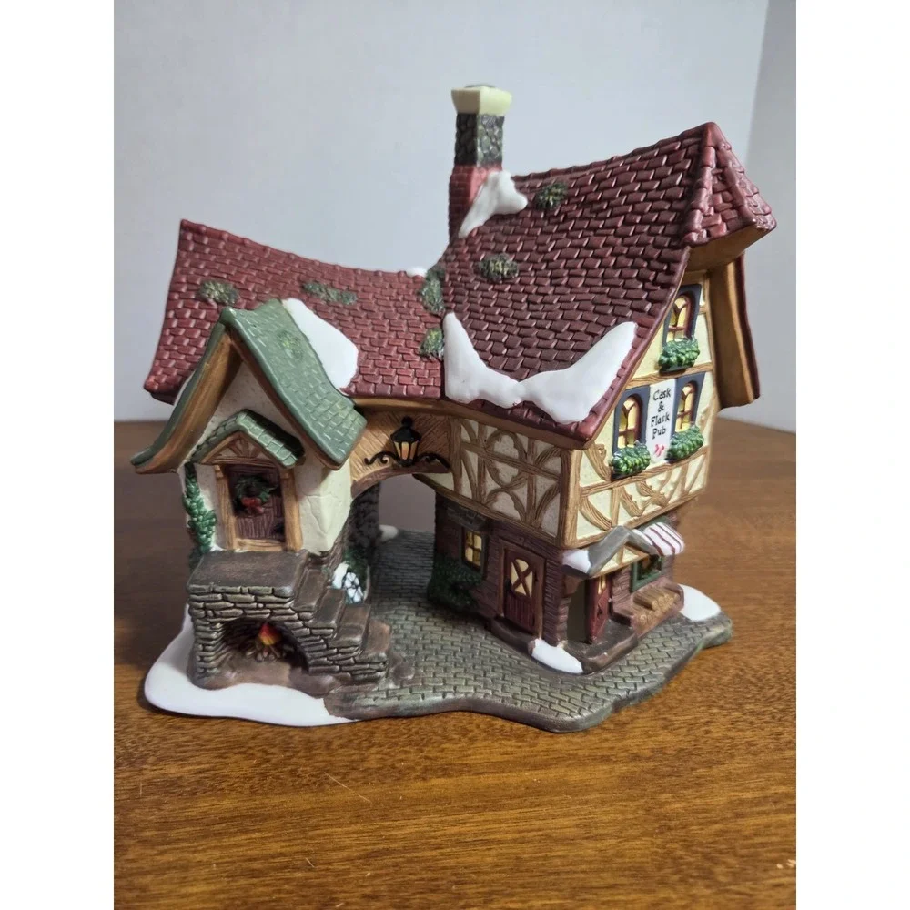 1999 Santa's Workbench Coll.  Victorian Ser. Cask & Flask Pub Orig Box No Light